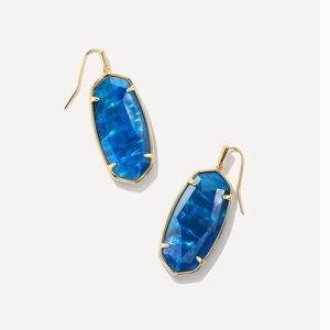 Kendra Scott Faceted Elle Gold Drop Earrings In Navy Abalone